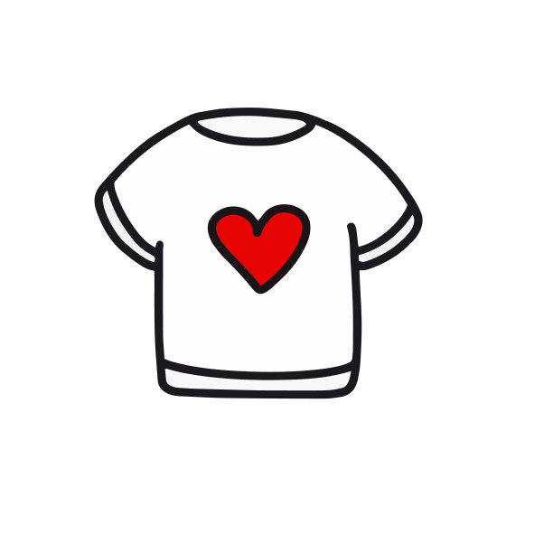 有爱心的t恤。矢量插图在涂鸦风格。为情人节、3月8日生日设计图片下载