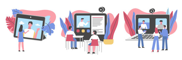 一套在线视频会议。图片下载