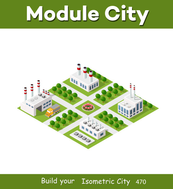 三维立体投影中的等距工厂包括工厂图片下载
