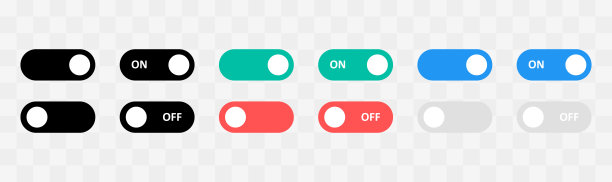 采集开关按钮处于位置和断开位置。矢量平面插图。开关位置图片下载