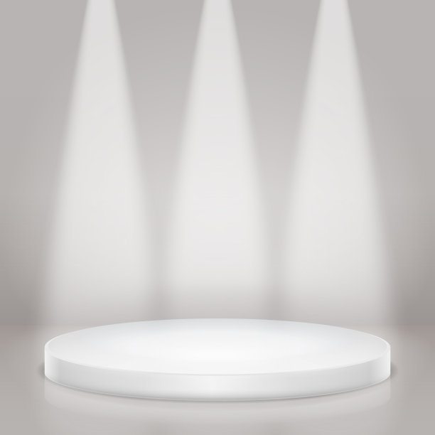 白色照明的空讲台空间墙壁地板场景室内工作室房间矢量插图图片下载