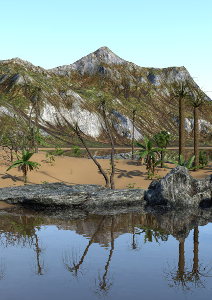 热带泻湖三维插图图片下载