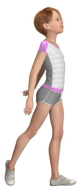 3D插图小女孩在白色图片下载