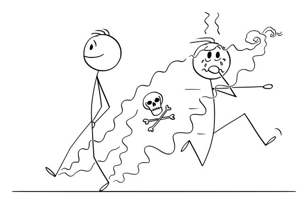 矢量卡通搞笑插画的人与臭脚走在街上图片下载