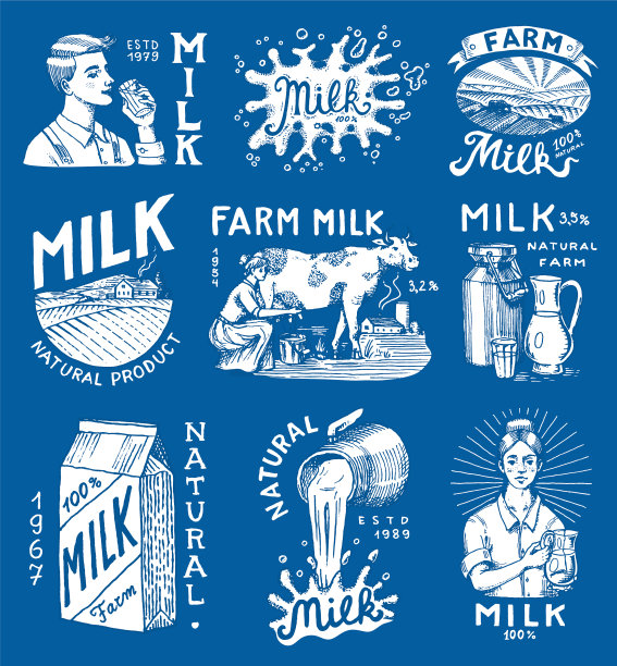 牛奶集奶牛和农妇，挤奶女工和水壶图片下载