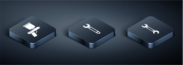 设置等距喷漆枪扳手和扳手图片下载