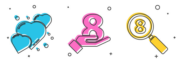 Set heart 8 March on hand和search 8 March icon图片下载