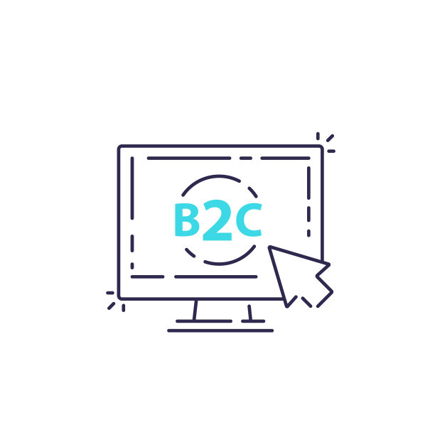B2C商业模式概念线条图片下载