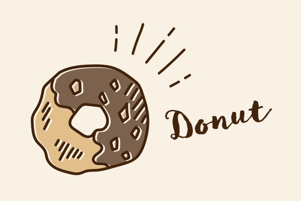 巧克力和焦糖甜甜圈插画图片下载