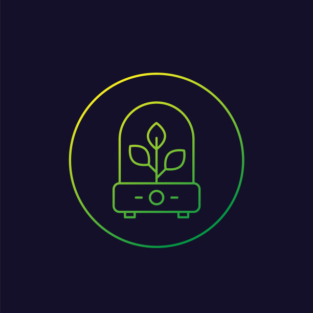 孵化器与植物线性图标图片下载