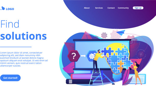 问题解决概念着陆页图片下载