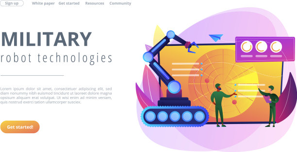 军事机器人概念登陆页面图片下载