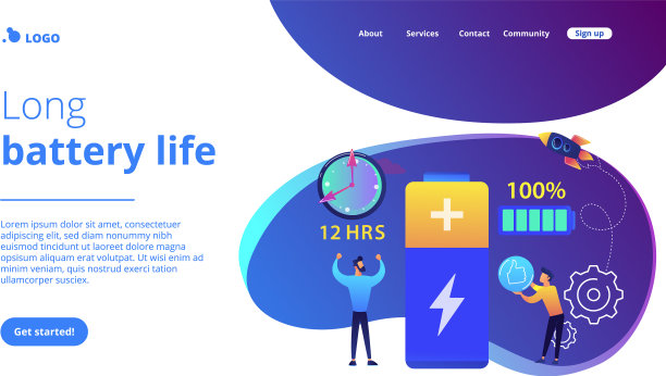 电池运行概念着陆页面图片下载