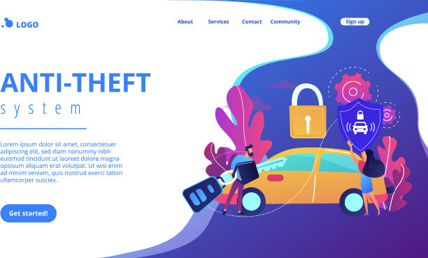 汽车报警系统概念着陆页面图片下载
