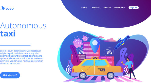 自动驾驶出租车概念着陆页面图片下载