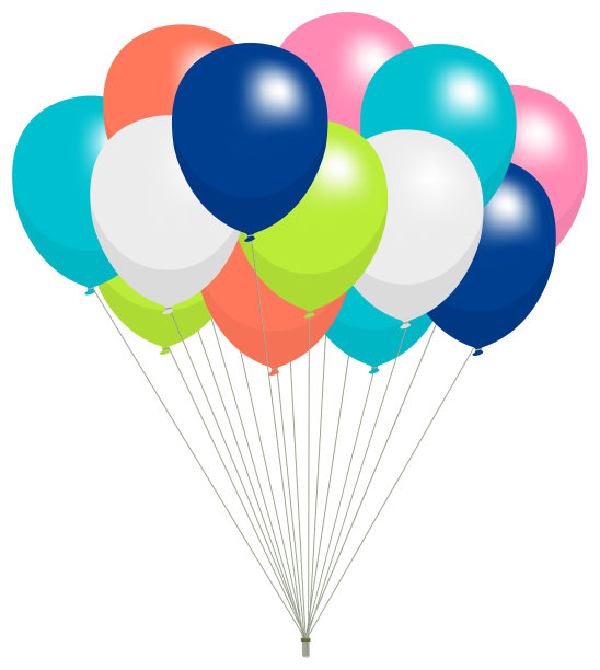 彩色氦气球矢量插图图片下载