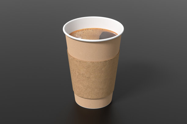 硬纸板带走咖啡纸杯模型与支架在黑色的背景。图片下载