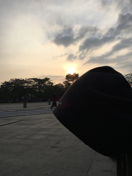 夕阳下的女人剪影图片下载