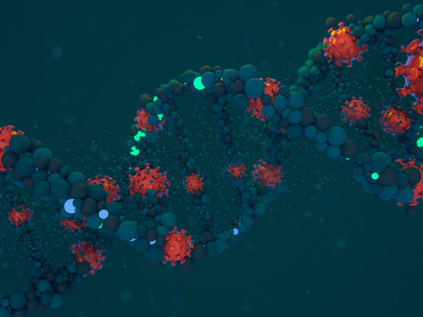 新型冠状病毒肺炎呼吸道冠状病毒2019-ncov流感病原体。病毒攻击DNA。3 d图片下载