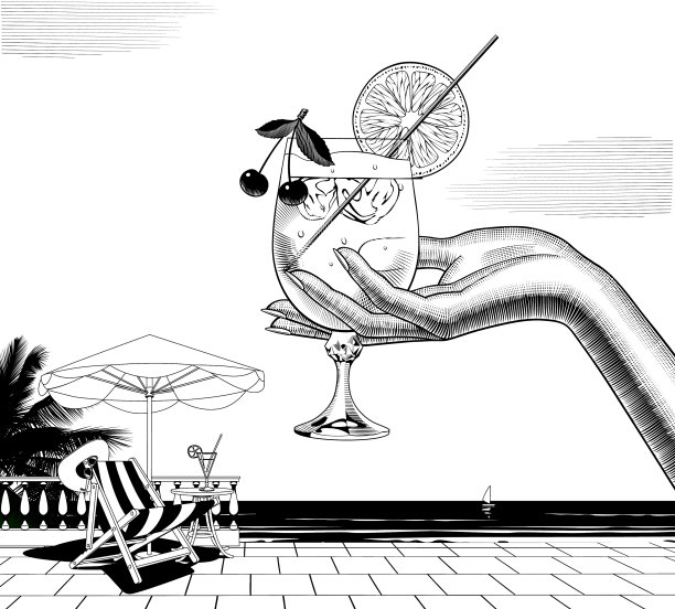 手拿玻璃和白色的阳台靠在图片下载