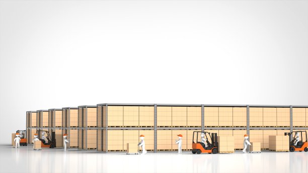 仓库和工人与顶层复制空间3d渲染图片下载