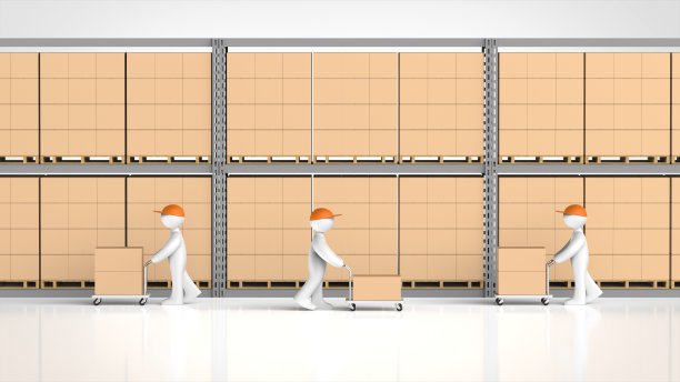 仓库和dollies 3d渲染图片下载