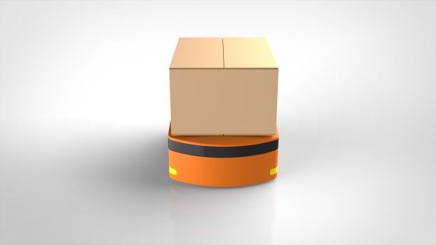 物流机器人和纸板前端3d渲染图片下载