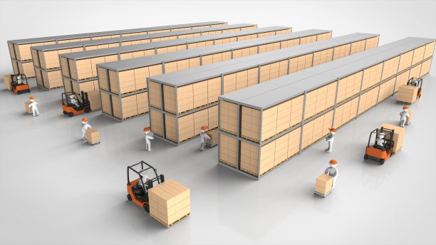 仓库和工人三维渲染图片下载