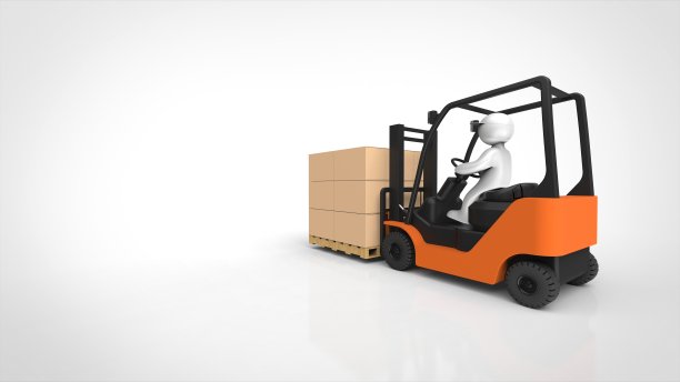 叉车和人和纸板返回右3d渲染图片下载