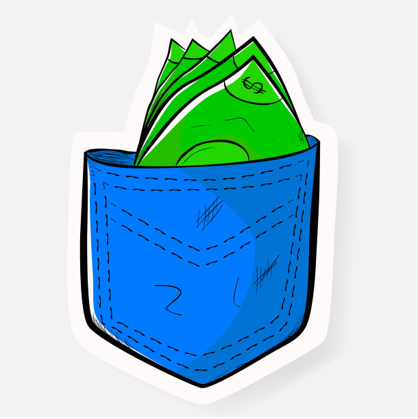 涂鸦和剪纸风格的美元钱在蓝色图片下载