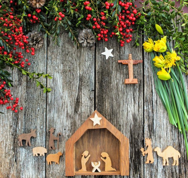 圣诞诞生场景与救世主基督图片下载