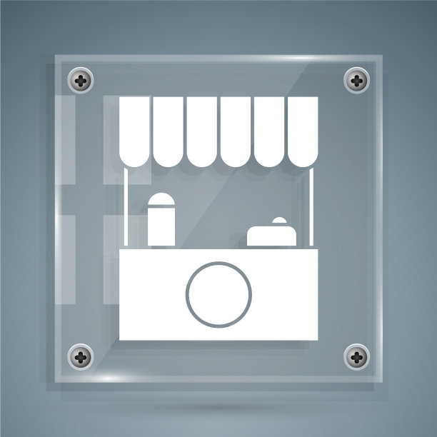 白色的街道摊位，有遮阳篷和木架图片下载