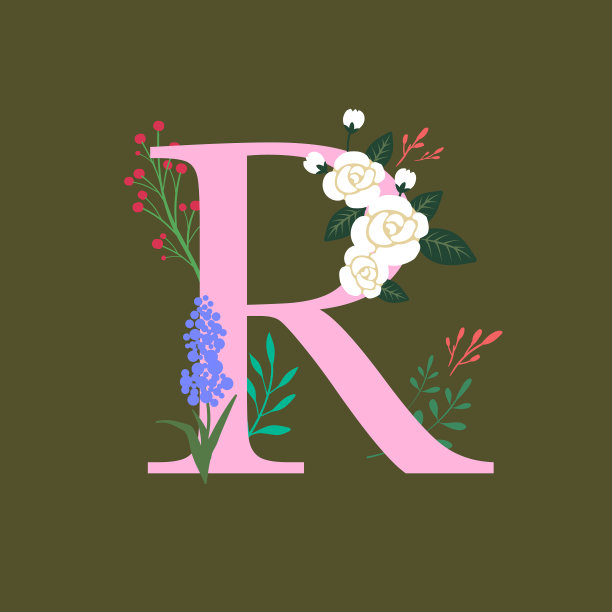 花卉植物学字母字母-大写r图片下载