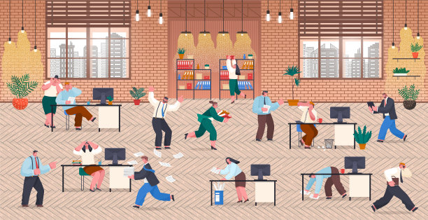 最后期限的概念。工作多时间少的想法。员工着急。办公室里的恐慌和压力图片下载