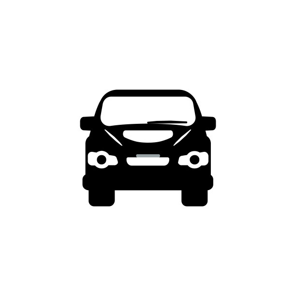 汽车矢量图标。孤立的汽车正面视图平面表情符号，表情符号-向量图片下载
