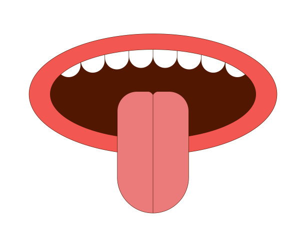 嘴与突出的舌头矢量插图在平面卡通风格孤立图片下载