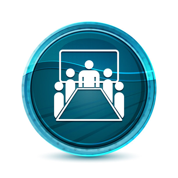 会议室图标优雅的玻璃蓝色圆形按钮矢量设计插图图片下载