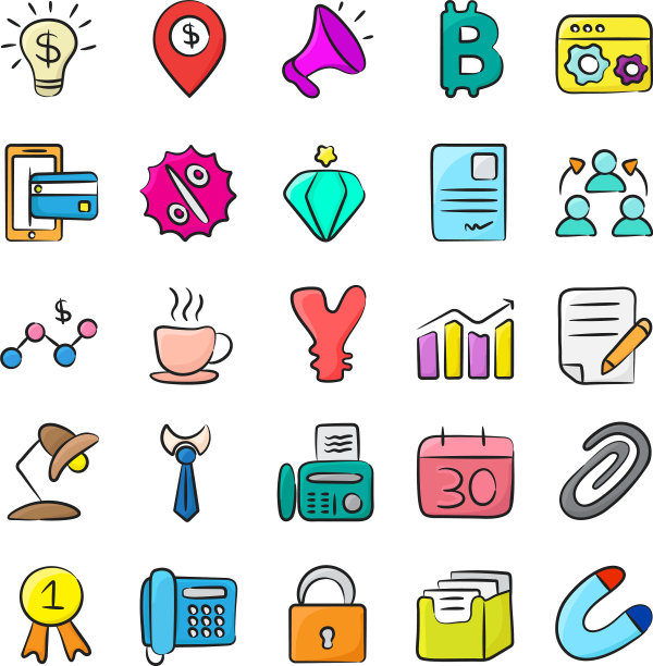 商业和营销在现代涂鸦风格的pac图片下载