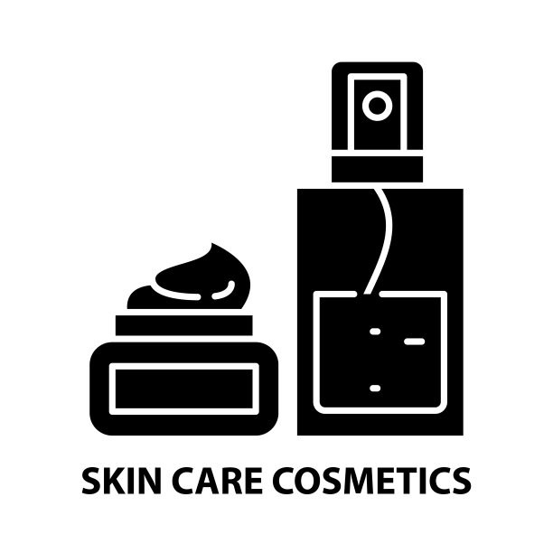 护肤化妆品图标，黑色矢量符号可编辑的笔画，概念说明图片下载
