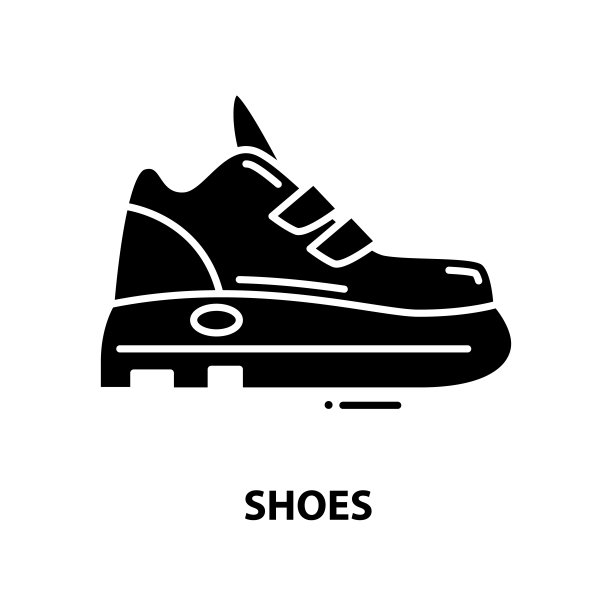 鞋子符号图标，黑色矢量符号与可编辑的笔触，概念插图图片下载