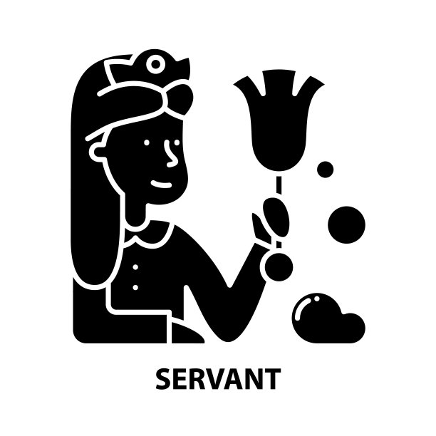 仆人图标，黑色矢量符号可编辑笔画，概念说明图片下载