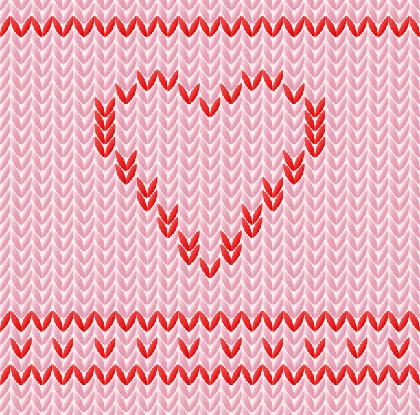 舒适的针织纹理，红心，无缝图案，简单的矢量插图图片下载