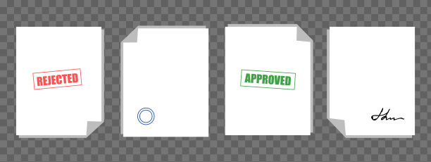 办公文档集。现代插图。不盖印、批准及签名之文件。图片下载