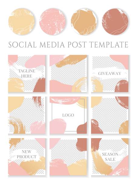 设置抽象帐户艺术背景故事高光封面图标。圆形标志水彩和方形无尽的照片为社交媒体的故事。设计元素为美容院，博客和社交页面封面图片下载