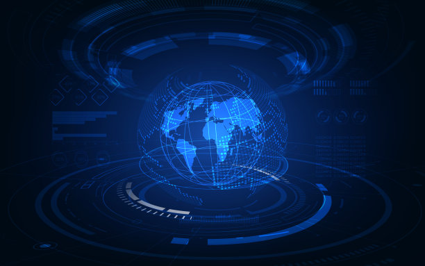 互联网业务的通信技术。全球网络和电信在地球上加密货币和区块链和物联网。图片下载