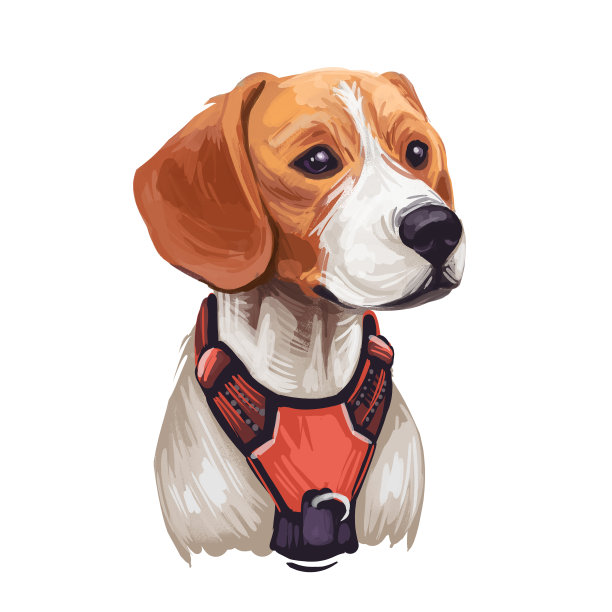 西伯利亚三色猎犬来自西伯利亚狗品种数字艺术。纯种家畜水彩画特写图片下载