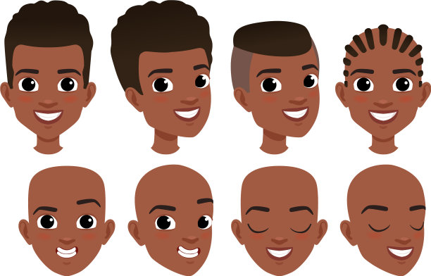 男性的头使高兴的非裔美国男孩图片下载