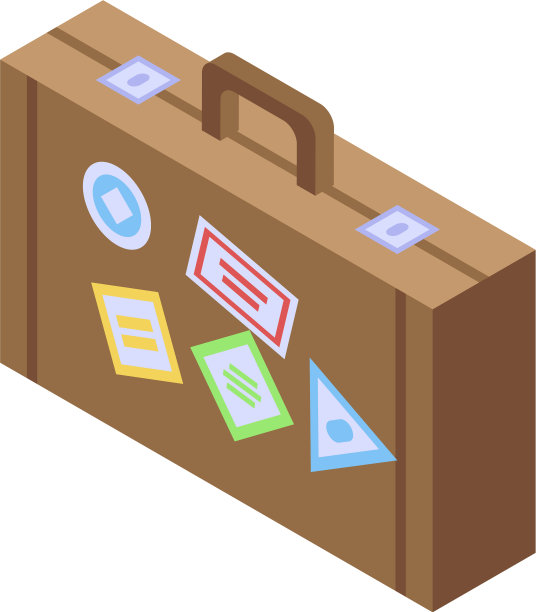 搭便车手提箱图标等距风格图片下载