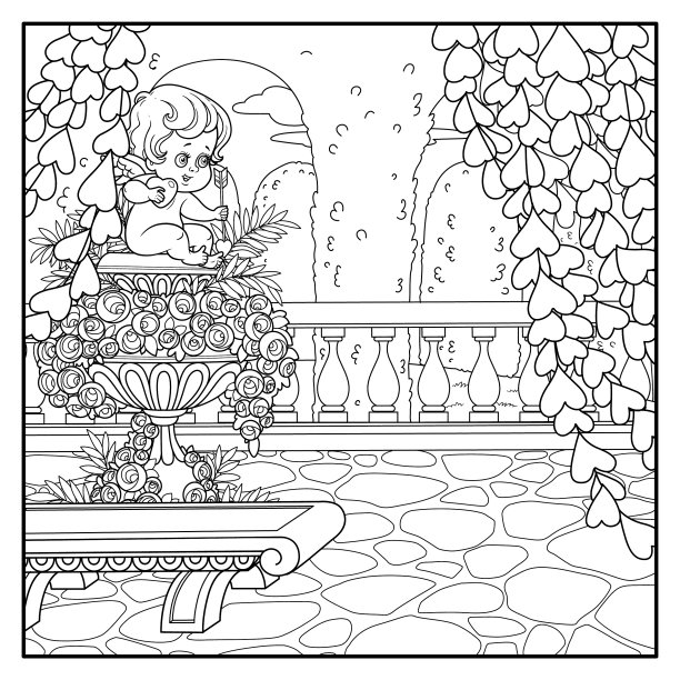 宫殿公园舒适的角落附近的花园大理石花瓶图片下载