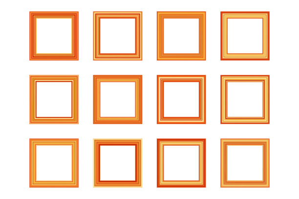 大套方形黄金古董木框架为您的设计。复古封面。文本。古色古香的黄金漂亮的矩形框架。模板向量插图。图片下载